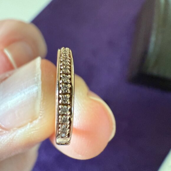 14k Rose Gold Diamond Pavé Hoop Earrings - Picture 3 of 11